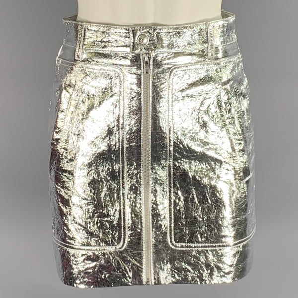 ZADIG & VOLTAIRE Size XS Silver Leather Metallic Mini Skirt – Sui