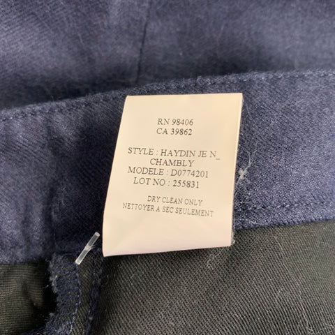 THEORY Size 30 Navy Cotton Wool Blend Straight Jeans