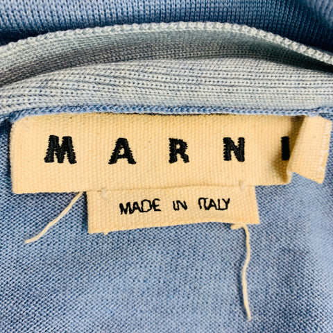 MARNI Size 44 Blue Wool Blend Elbow Patches Cardigan