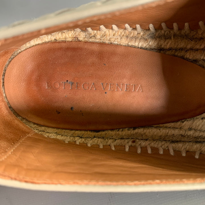 BOTTEGA VENETA Size 9 Grey Leather Woven Espadrille Flats