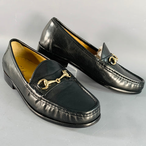 COLE HAAN Vintage Size 7 Ascot II Black Gold Leather Horsebit Loafer Flats