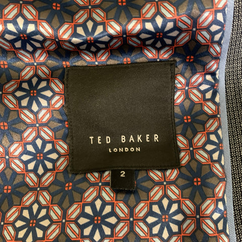 TED BAKER Size 36 Navy Grey Nailhead Viscose Polyester Blend Notch Lapel Suit