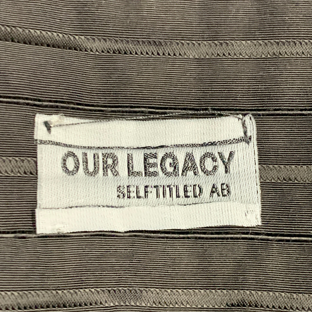 OUR LEGACY Size S Black Pinstripe Polyester Cotton Short Sleeve Shirt
