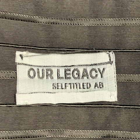 OUR LEGACY Size S Black Pinstripe Polyester Cotton Short Sleeve Shirt
