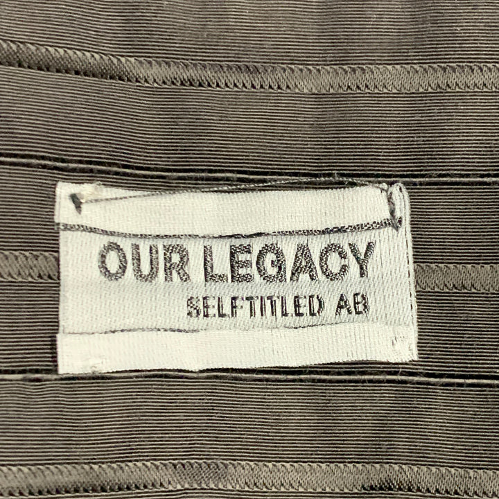 OUR LEGACY Size S Black Pinstripe Polyester Cotton Short Sleeve Shirt