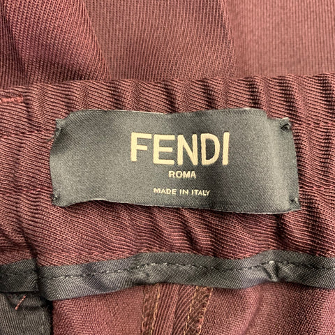 FENDI Size 36 Burgundy Wool Blend Elastic Waistband Dress Pants