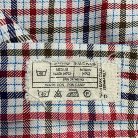 PINK Size M Red White Blue Checkered Cotton Long Sleeve Shirt