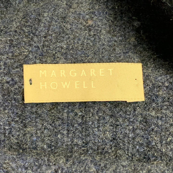 MARGARET HOWELL Size XL Navy Cashmere Rib Knit High Neck Sweater