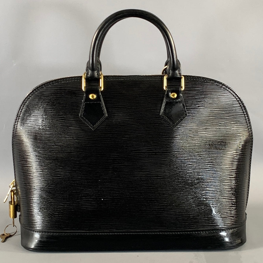 LOUIS VUITTON ALMA Black MI0967 Waves Leather Handbag