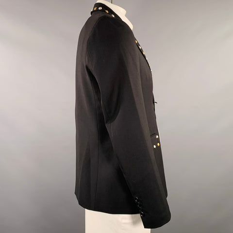 MOSCHINO COUTURE Size 42 Black Studded Wool Notch Lapel Sport Coat