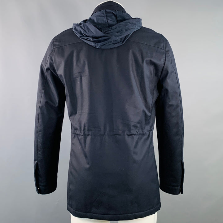 CORNELIANI Size M Navy Twill Virgin Wool Car Coat