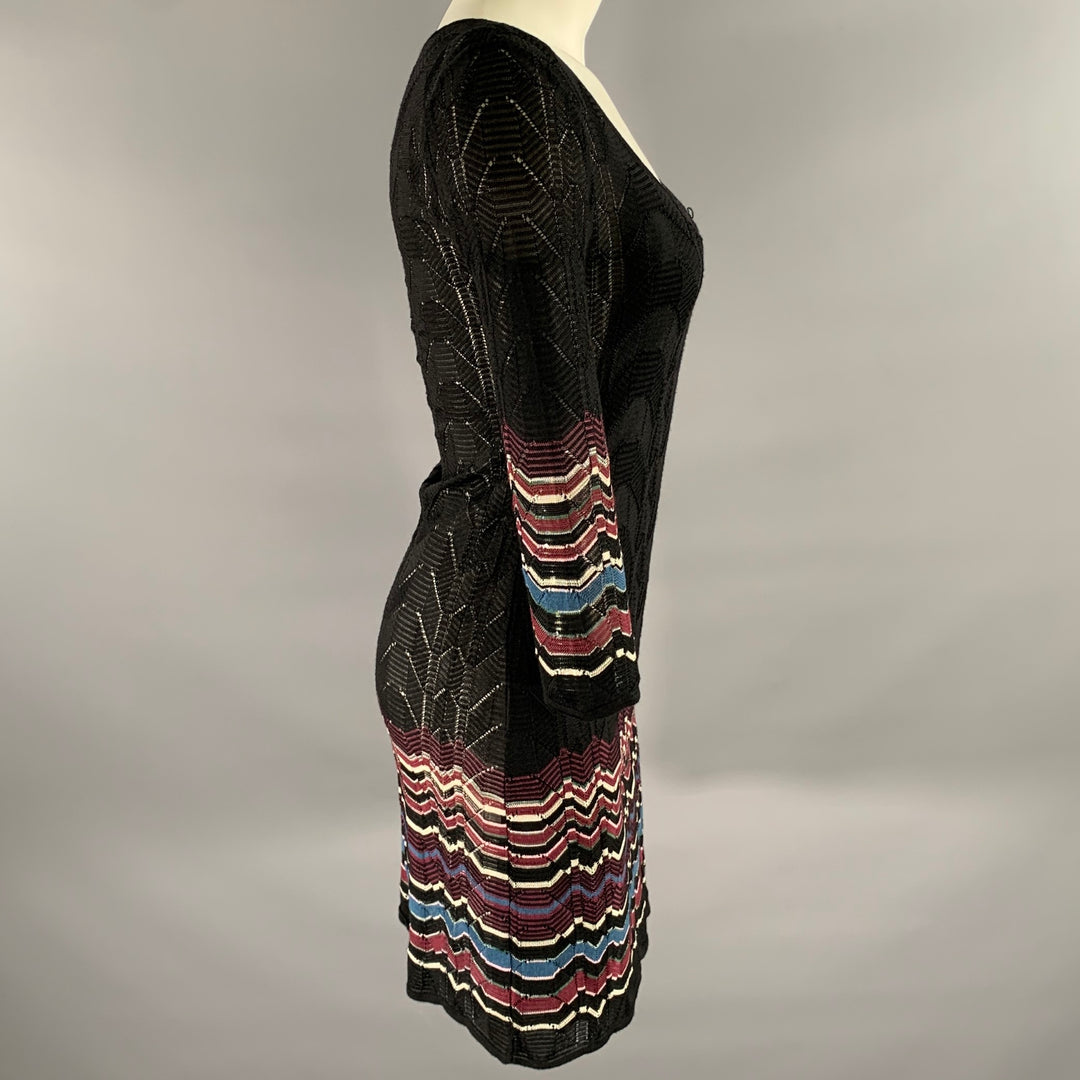 M MISSONI Size 2 Black Viscose Wool Blend Lace Scoop Neck Dress