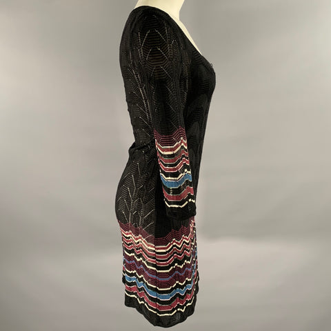 M MISSONI Size 2 Black Viscose Wool Blend Lace Scoop Neck Dress