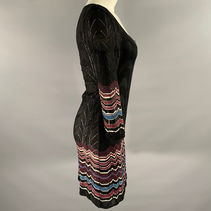 M MISSONI Size 2 Black Viscose Wool Blend Lace Scoop Neck Dress