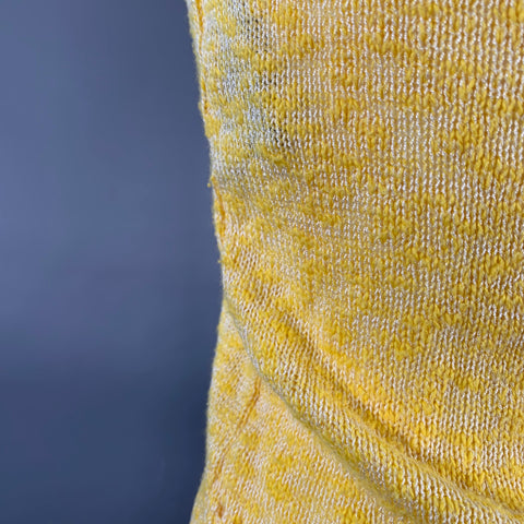 COURREGES Vintage Size S Yellow Cotton Blend Rib Knit Turtleneck Sleeveless Casual Top