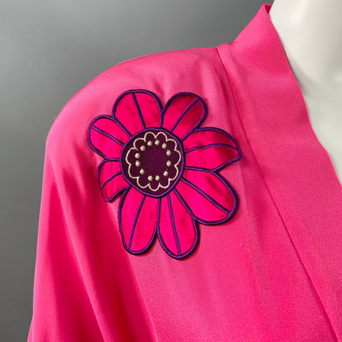 DOLCE & GABBANA Size 4 Pink Multi Color Silk Applique Belted Maxi Dress