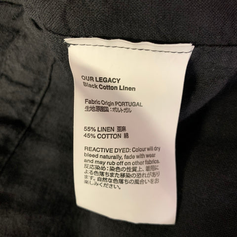 OUR LEGACY Size M Black Linen Cotton & Silk Button Up Long Sleeve Shirt