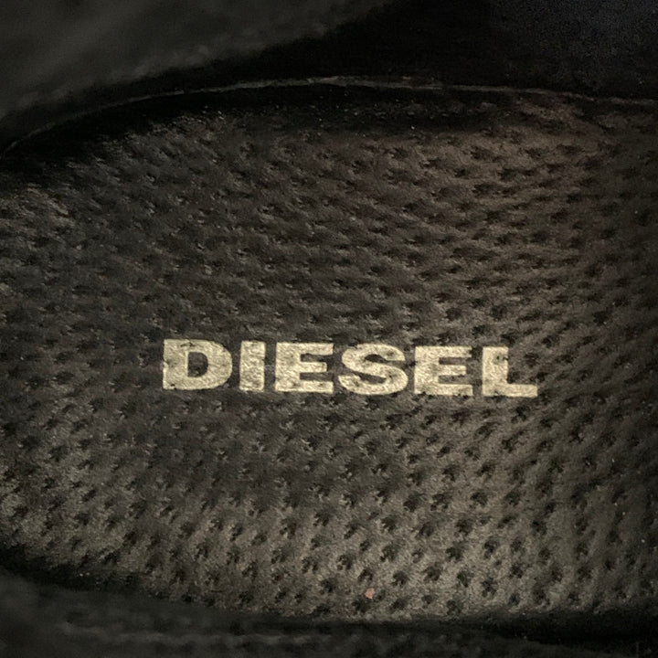 DIESEL Size 11 Burgundy Black Distressed Leather Double Zipper Boots