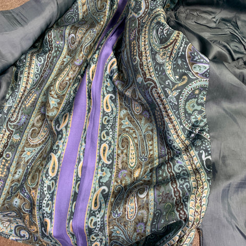 ETRO Size 42 Grey Wool Blend Paisley Trim Single Breasted Sport Coat