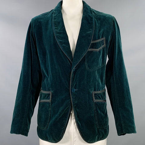 RRL by RALPH LAUREN Size XL Teal Black Velvet Cotton Dinner Jacket