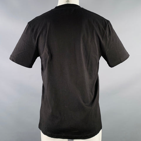 MCQ by ALEXANDER MCQUEEN Size M Monster Eyes Black Applique Polyester Crew Neck T-shirt