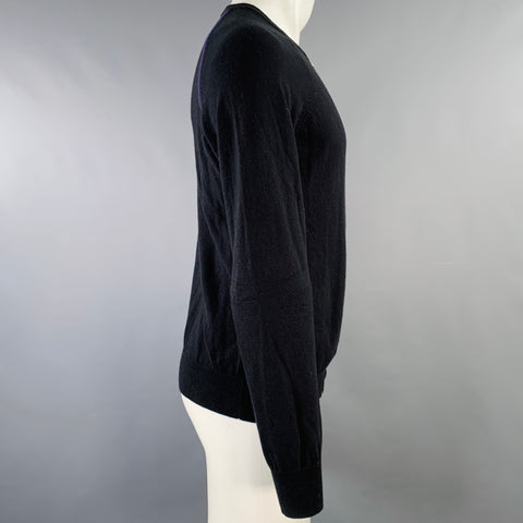PAUL SMITH JEANS Taille S Cardigan zippé en coton et laine noir et violet