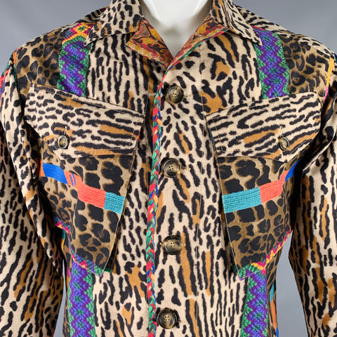 PIERRE-LOUIS MASCIA Size XS Brown Multi Color Animal Print Jacket