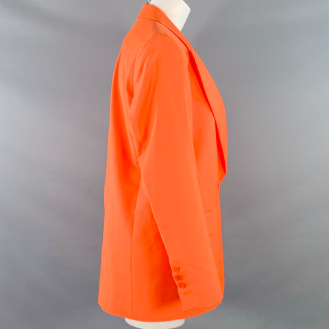 MSGM Size 6 Orange Wool Peak Lapel Jacket Blazer