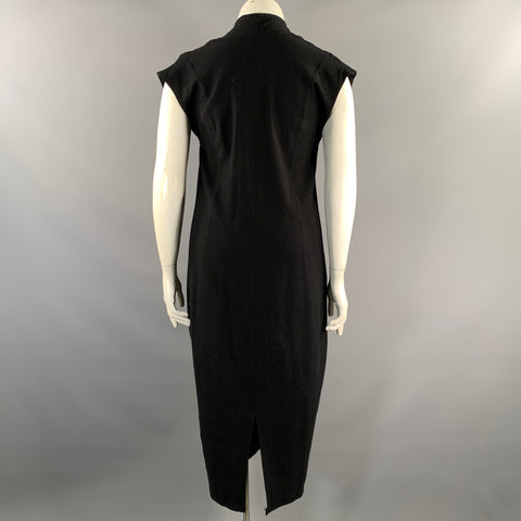 JULIETTE OZOUF Size M Black Wool Blend Textured Knee Length Dress
