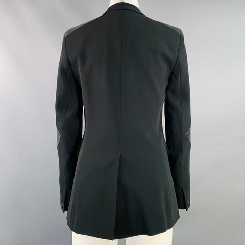 RAG & BONE Size 2 Black Crepe Two Tone Lambskin Jacket Blazer