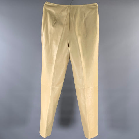 AKRIS Size 10 Cream Leather Casual Pants