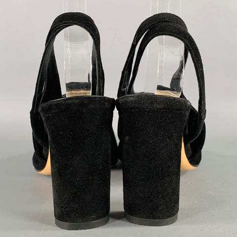 THE ROW Size 7.5 Black Suede Slingback Pumps