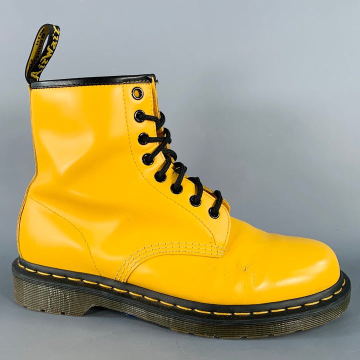 DR. MARTENS Size 8 Yellow Leather Lace-Up Boots