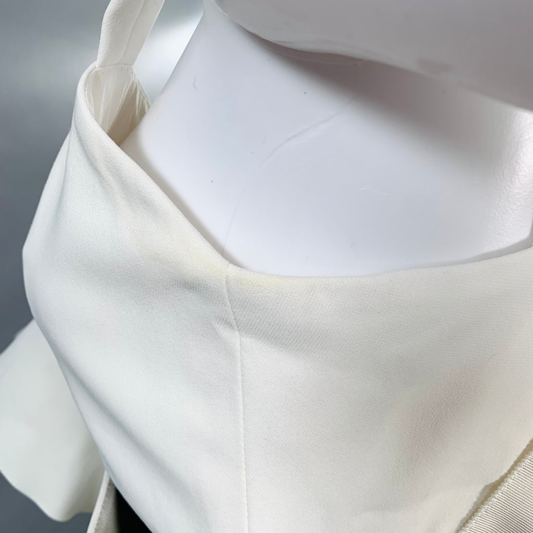 PROENZA SCHOULER Size 8 Cream Black Viscose Blend Ruffle Cocktail Dress