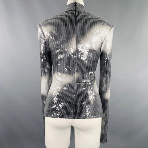 PRIVATE POLICY Size M Grey White Polyester Blend Sequined Dress Top