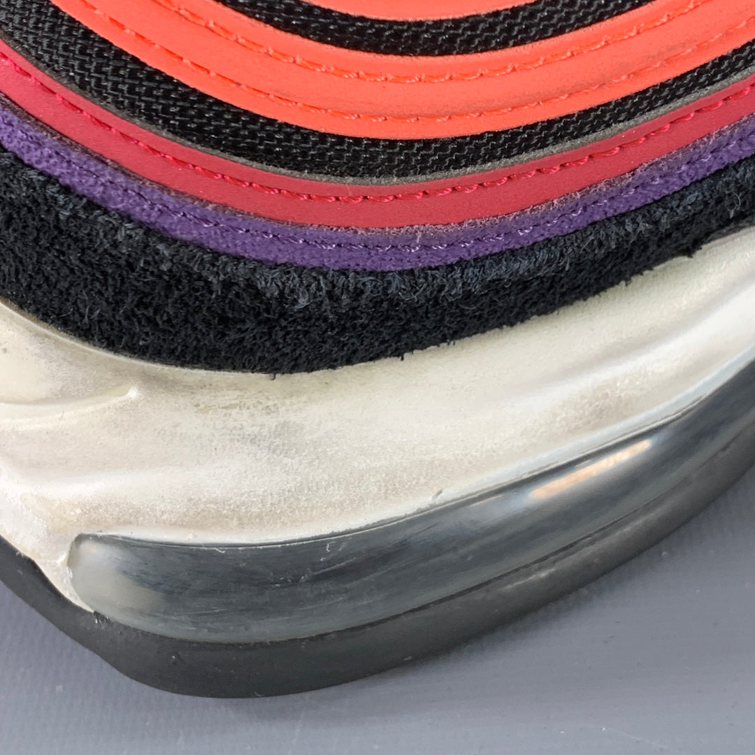NIKE Size 10.5 Air Max 97 Sunset Black Pink Color Block Mesh Low Top Sneakers