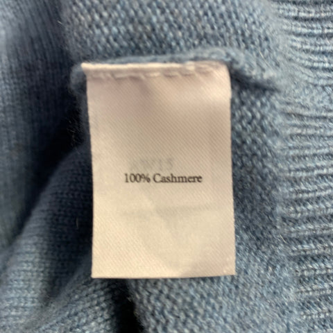 N.PEAL AW15 Size S Blue Heather Knit Cashmere V-Neck Sweater