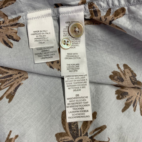 PAUL SMITH Size XL Light Blue Orange Floral Organic Cotton Short Sleeve Shirt