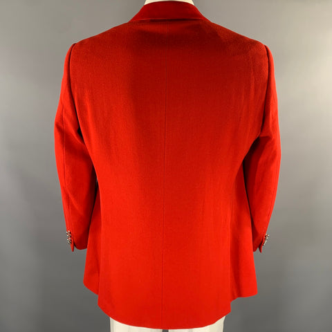 RALPH LAUREN Size 44 Red Wool Notch Lapel Sport Coat