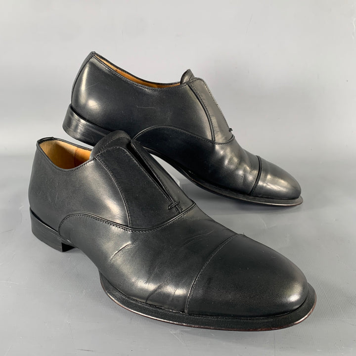 ALEXANDER MCQUEEN Size 9 Black Leather Toe Cap Loafers