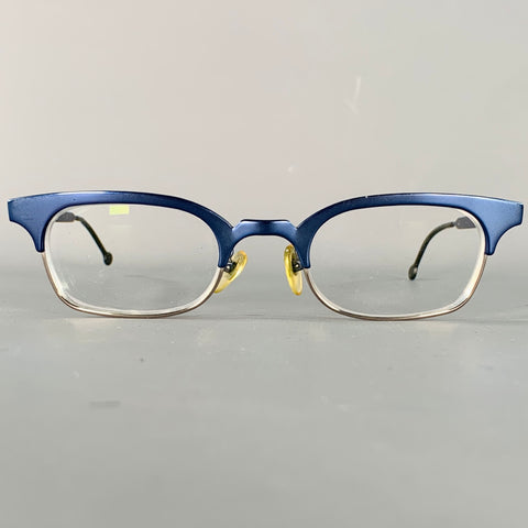 L.A.EYEWORKS Swell Blue Black Metal Semi Rimless Glasses Frames