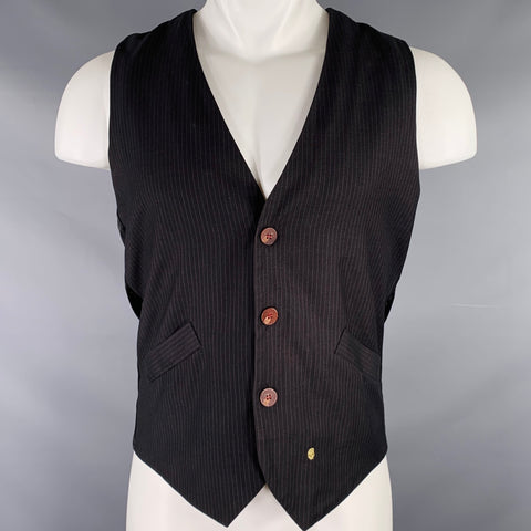 COHESIVE & CO. Size M Black Grey Pinstripe Cotton Vest