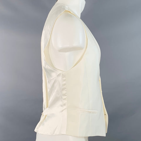 CARLO PIGNATELLI CERIMONIA Size 38 Cream Acetate Silk V-Neck Vest