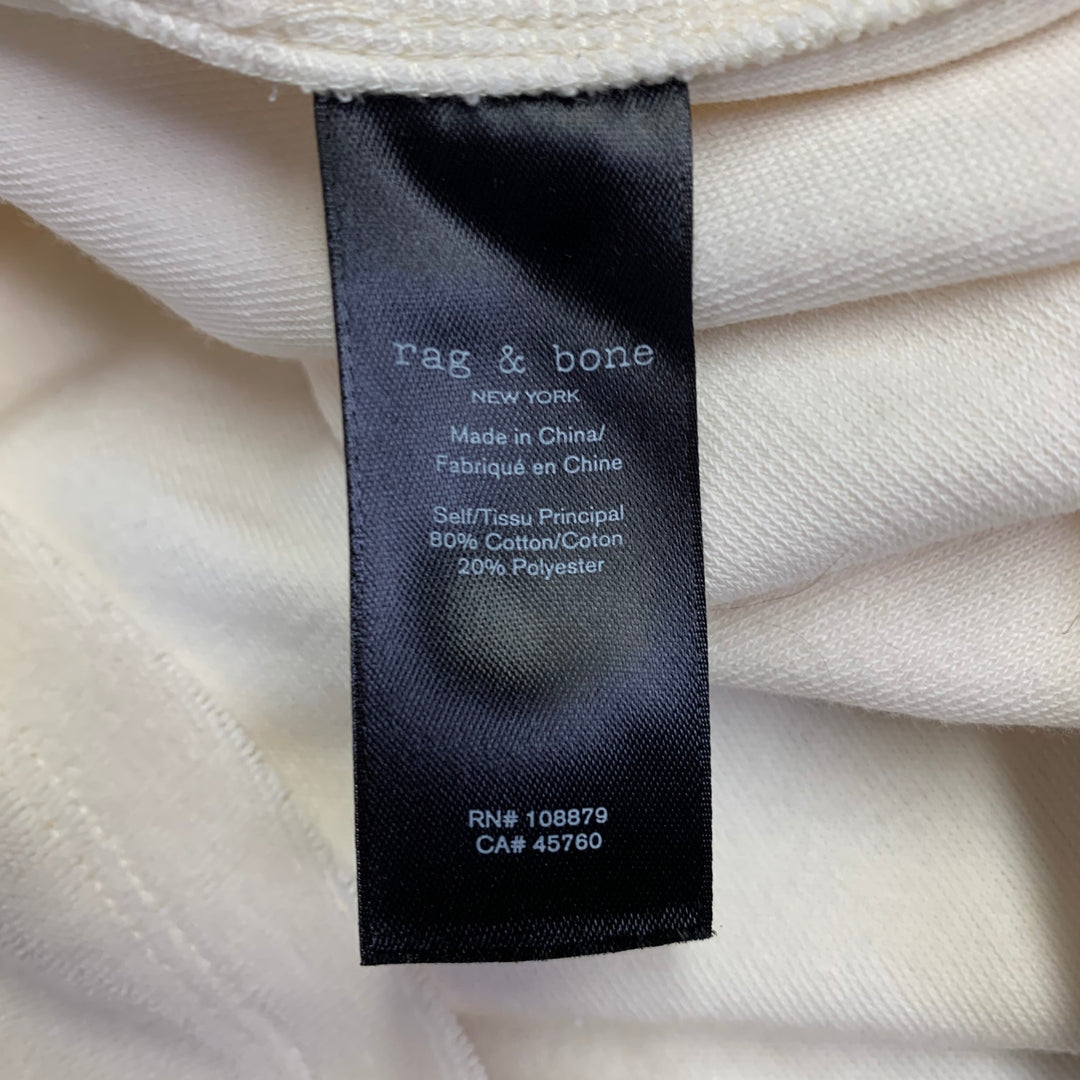 RAG & BONE Size M Beige Navy Contrast Stitch Cotton Blend Terry Short Sleeve Shirt