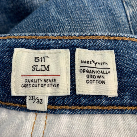 LEVI STRAUSS Size 28 511 Blue Organic Cotton Slim Selvedge Jeans