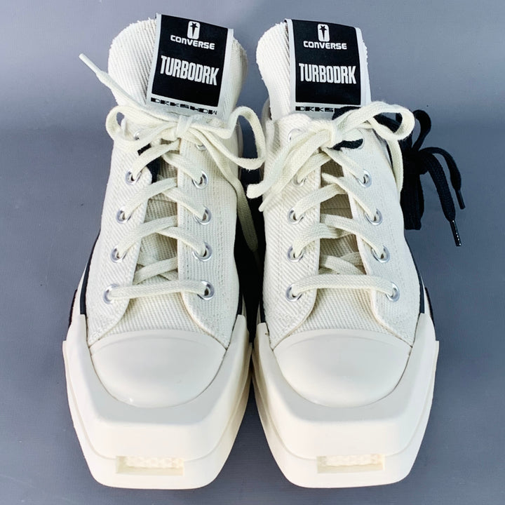 DRKSHDW Size 8 TURBODRK Ivory White Canvas Square Toe Lace-Up Sneakers