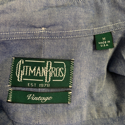 GITMAN BROS Size M Blue Oxford One Pocket Long Sleeve Shirt