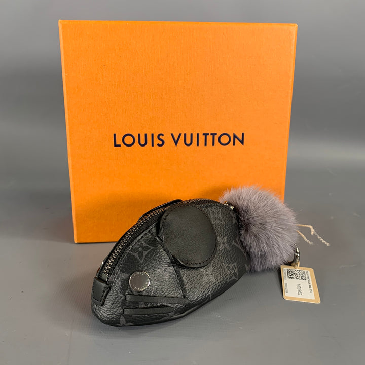 LOUIS VUITTON Black Grey M00962 Logo Lambskin Canvas Bag