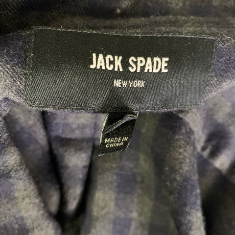 JACK SPADE Size L Navy Green Check Wool Button Down Long Sleeve Shirt