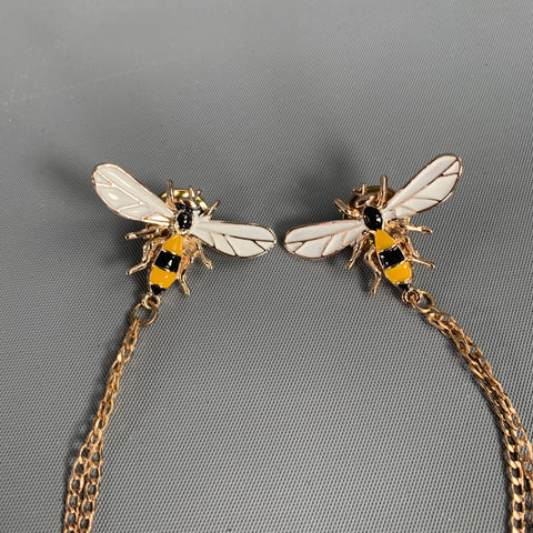 Broches VINTAGE en métal émaillé motif abeilles multicolores or